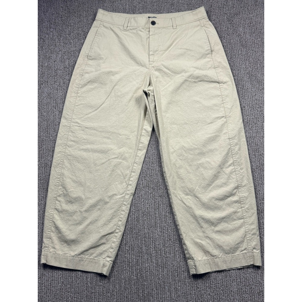 J Crew Barrel Leg Pant Cotton Linen Blend Womens 29 Khaki